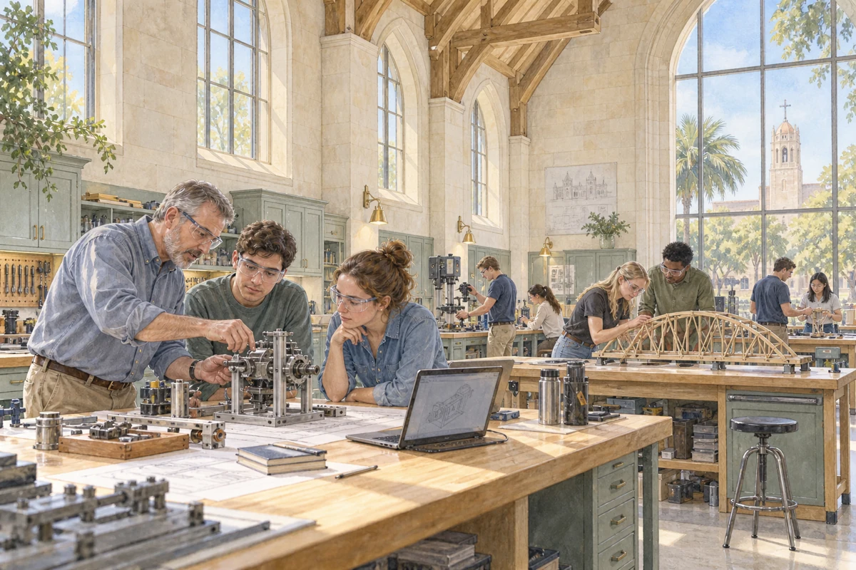 Engineering workshop, concept illustration