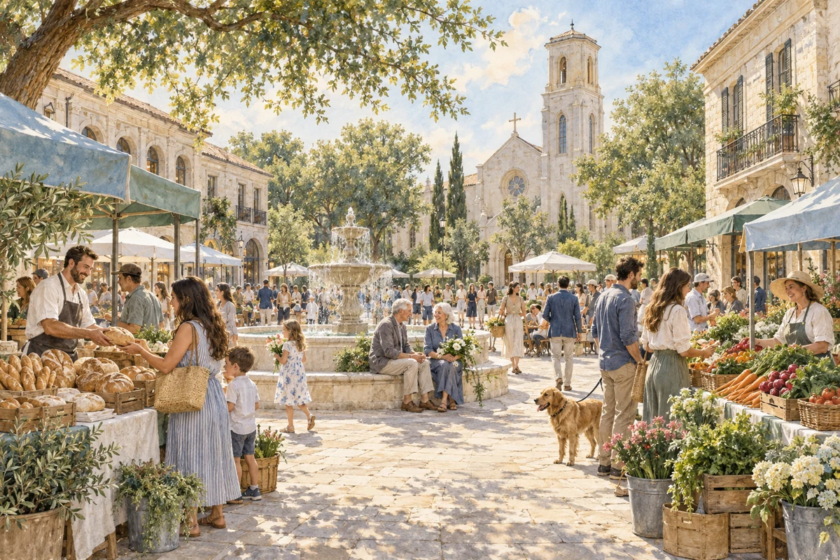 Village market, concept illustration