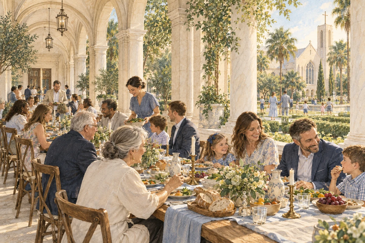 Fellowship hospitality, concept illustration