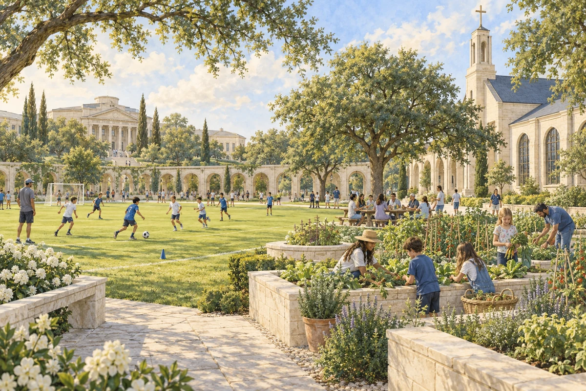 Playing fields garden, concept illustration