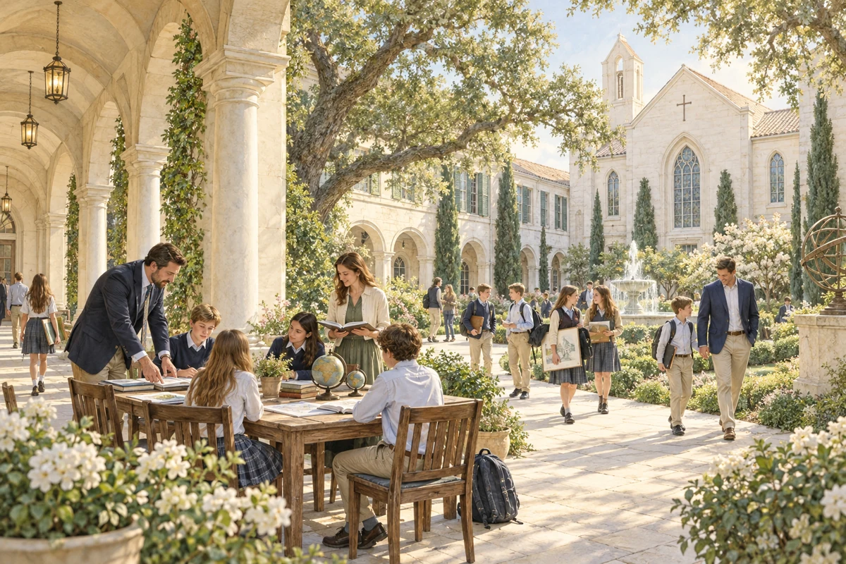 Academy courtyard, concept illustration