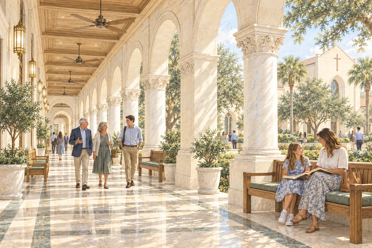 Shaded arcade, concept illustration