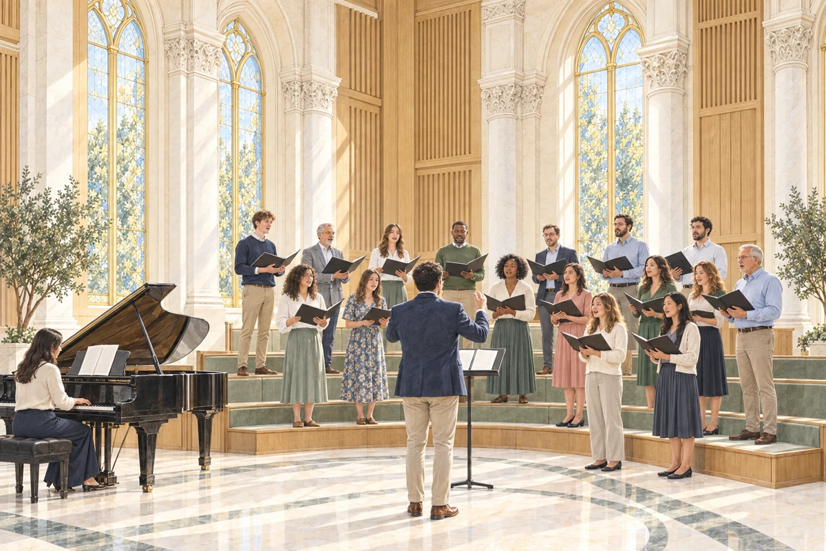 Choral rehearsal, concept illustration