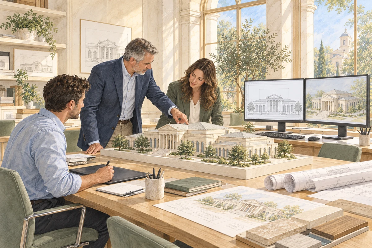 Architecture models cad, concept illustration