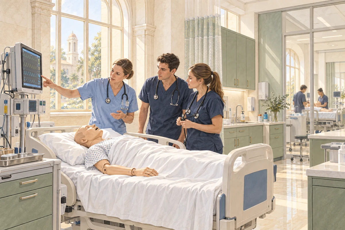 Clinical simulation, concept illustration