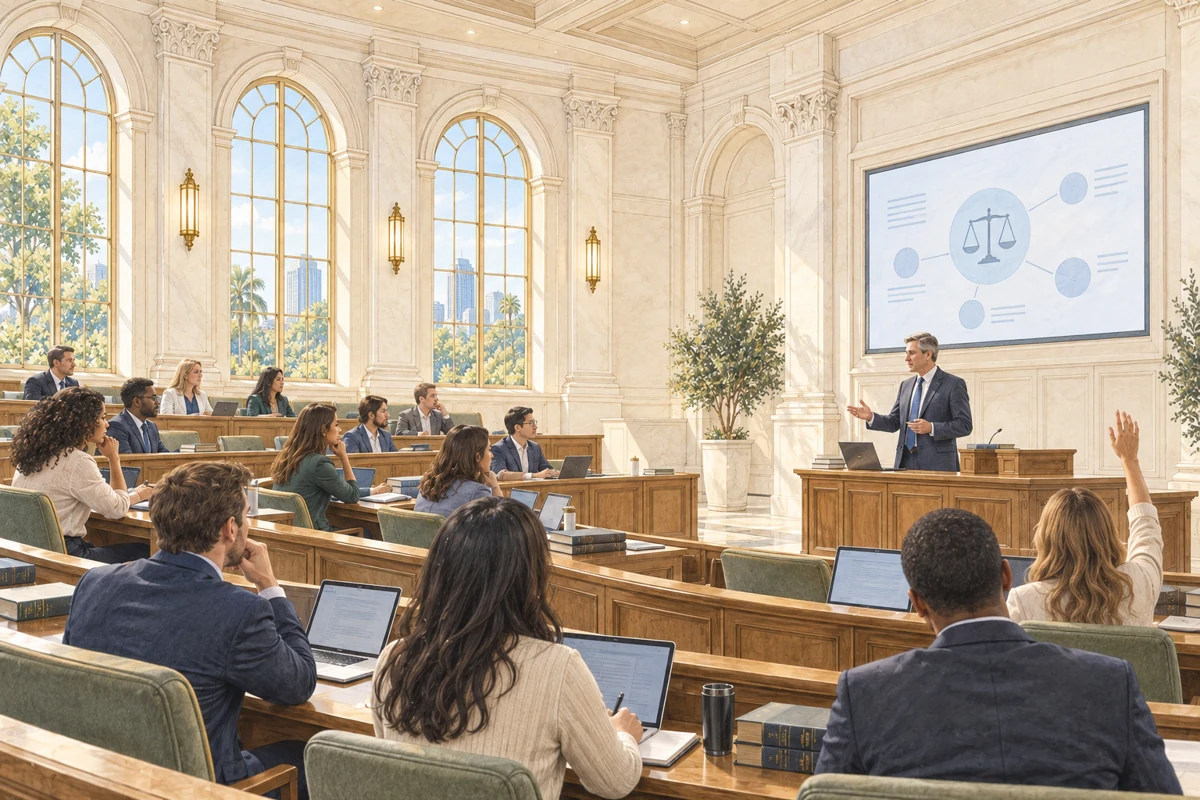 Professional law lecture, concept illustration