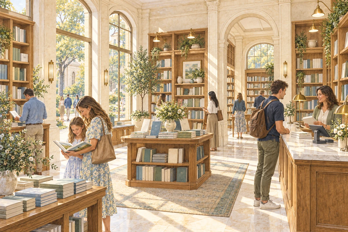 Publishing bookshop, concept illustration