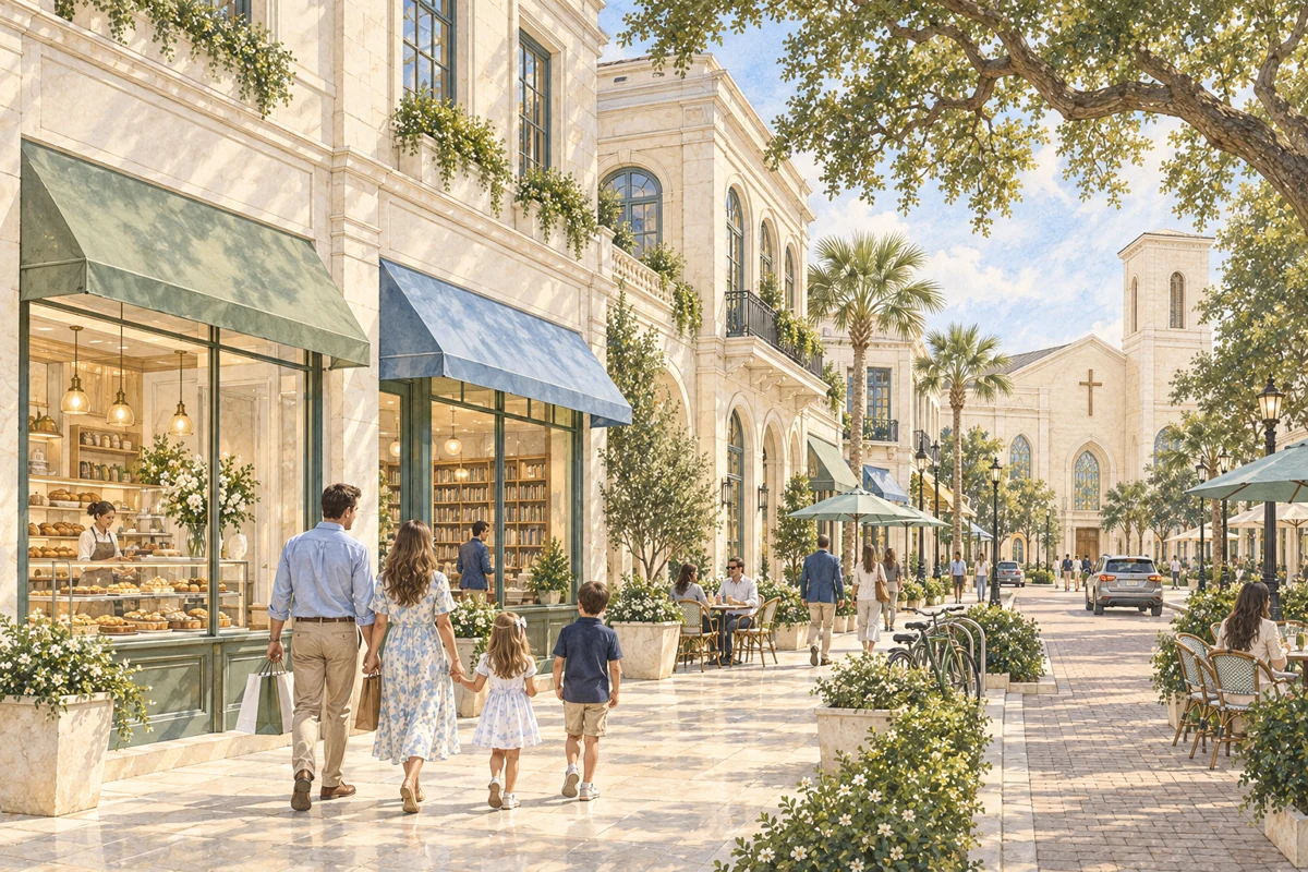 Town retail street, concept illustration