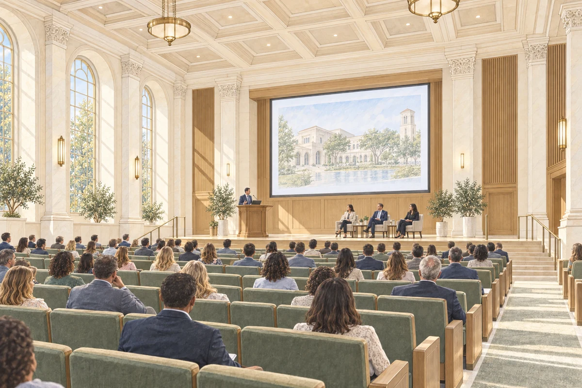 Broad classical auditorium, concept illustration