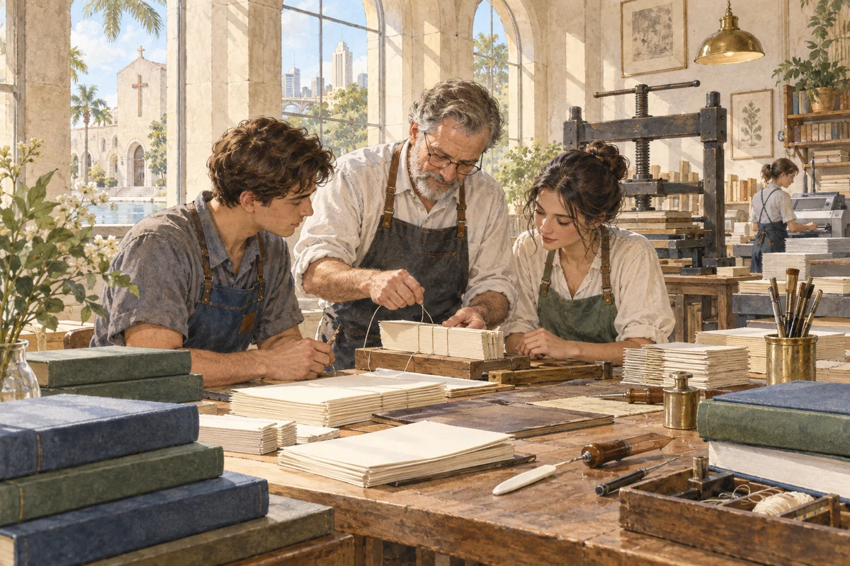 Press bookbinding, concept illustration